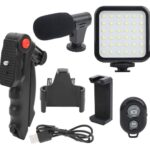 AY-49 Video Kit – Mic, LED Light, Tripod & Remote Control