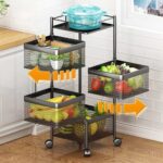 4 Layer Square Shape Kitchen Rack with Wheels