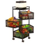 4 Layer Square Shape Kitchen Rack with Wheels