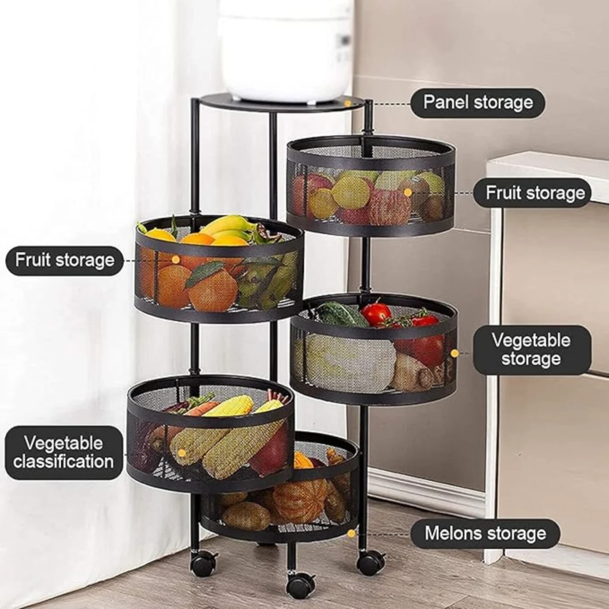 5-Layer Rotating Kitchen Rack