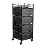 4 Layer Square Shape Kitchen Rack with Wheels