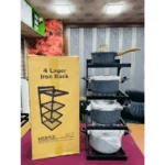 4 Layer Iron Rack – Foldable Corner Shelf for Storage