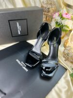 Luxury Black Patent Leather Heel – Gold Monogram Design | Unimarce - Image 3