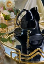 Luxury Black Patent Leather Heel – Gold Monogram Design | Unimarce - Image 4