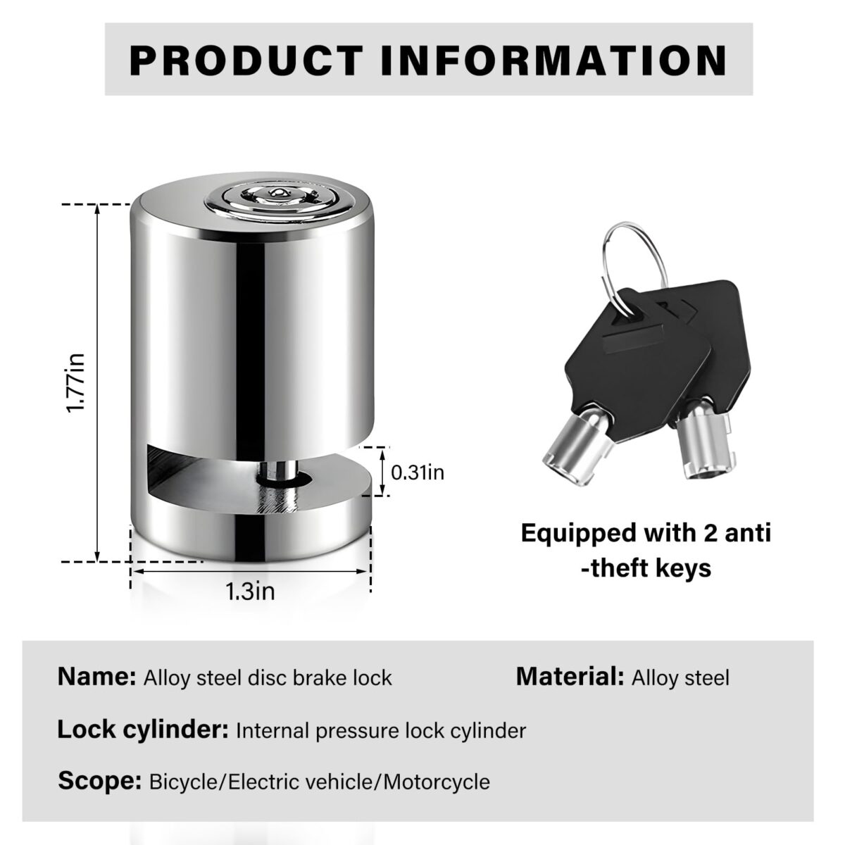 Heavy-Duty Disc Brake Lock on Motorcycle Wheel – Unimarce Bike Security Lock